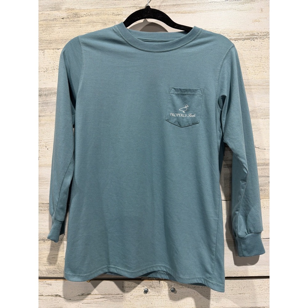 Properly Tied Long Sleeve Shirt Boys Youth Large 14-16 Blue Pima Cotton EUC